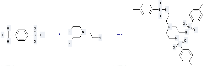 Tris(2-aminoethyl)amine can be used to produce tris-[2-(toluene-4-sulfonylamino)-ethyl]-amine with toluene-4-sulfonyl chloride